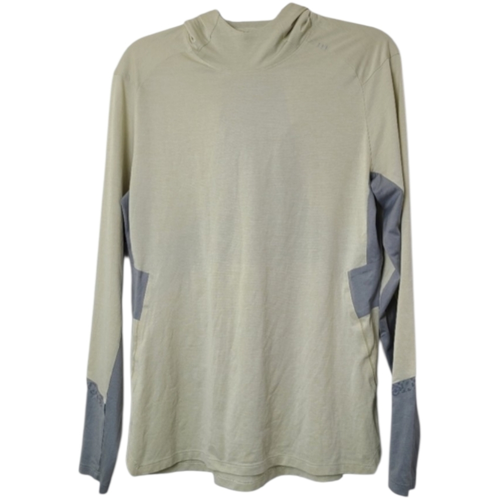 Lululemon Fast & Free Hooded Long Sleeve Shirt Mens Cream Running Training
